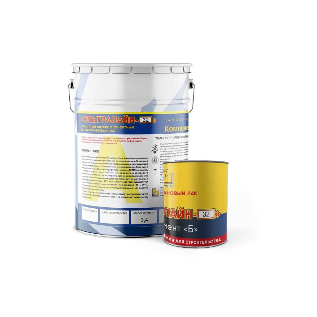 Полиуретановый матовый лак Ультралайн-32 для защиты полимерных и минеральных покрытий